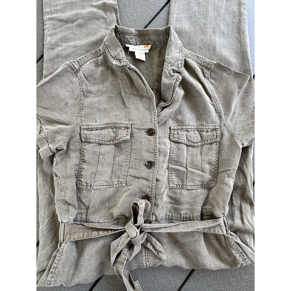 C&C California Short-Sleeve Belted Jumpsuit Linen Women's Small Utility Gorpcore - Picture 6 of 10